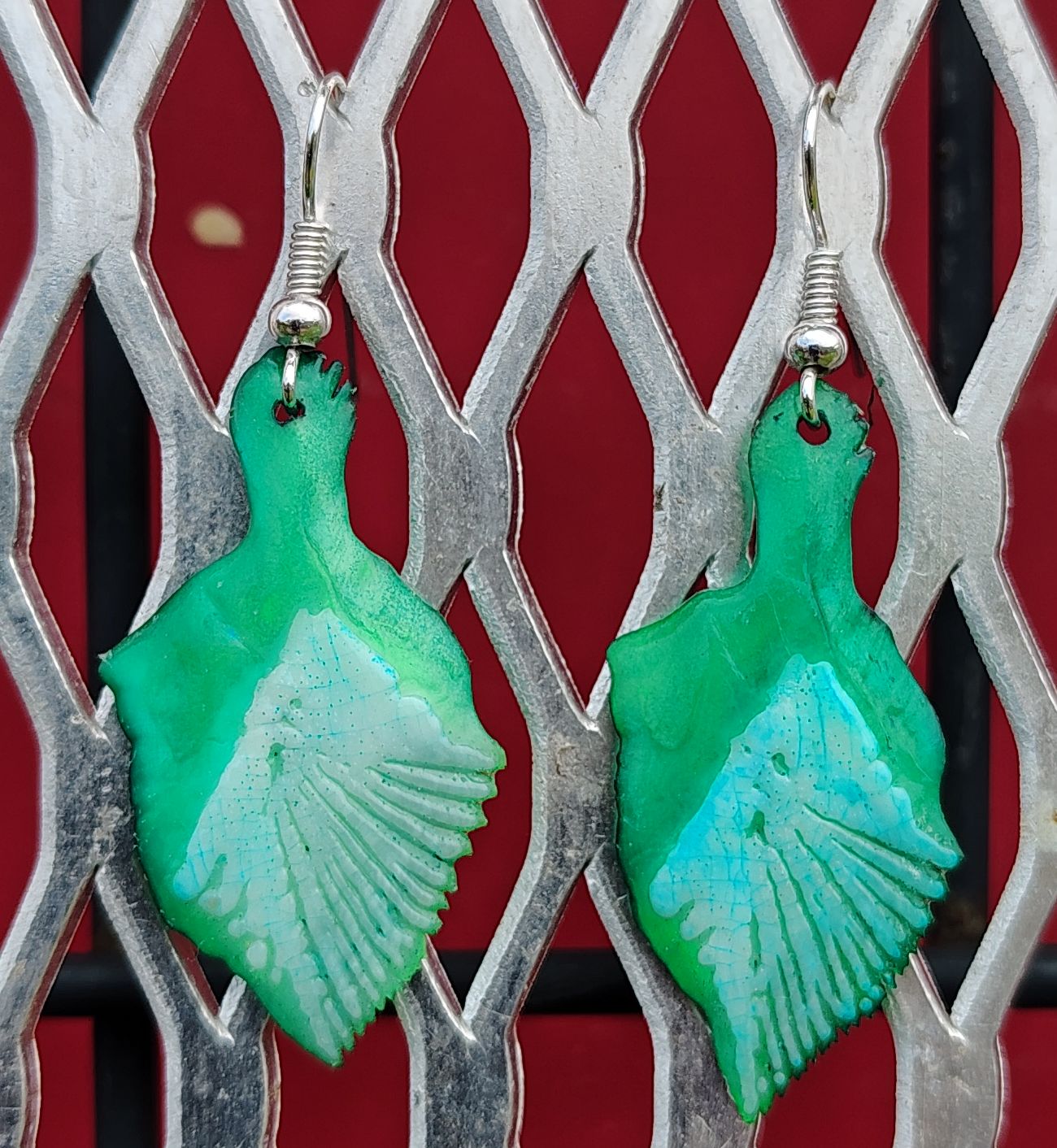 Garfish scale earrings